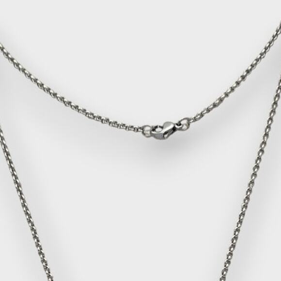 Geometric Floral Pendant Silver Necklace – Modern Boho Layered Style - Picture 5 of 8